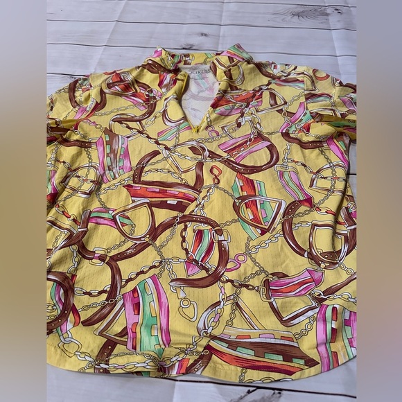 Icikuls Large Colorful Chain Print Women's Top, Lightweight, Unique Pattern,Cute - Picture 4 of 5